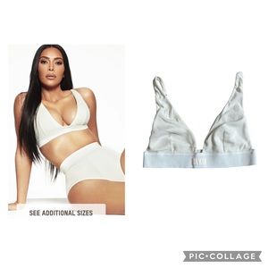 Skims Cotton Plunge Bralette Bone Intimate Cotton Women Size Medium - EUC